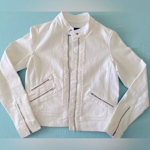 Banana Republic White denim Moto Jacket, size S